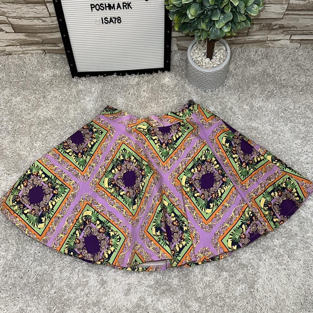 English Rose Skater Print Skirt